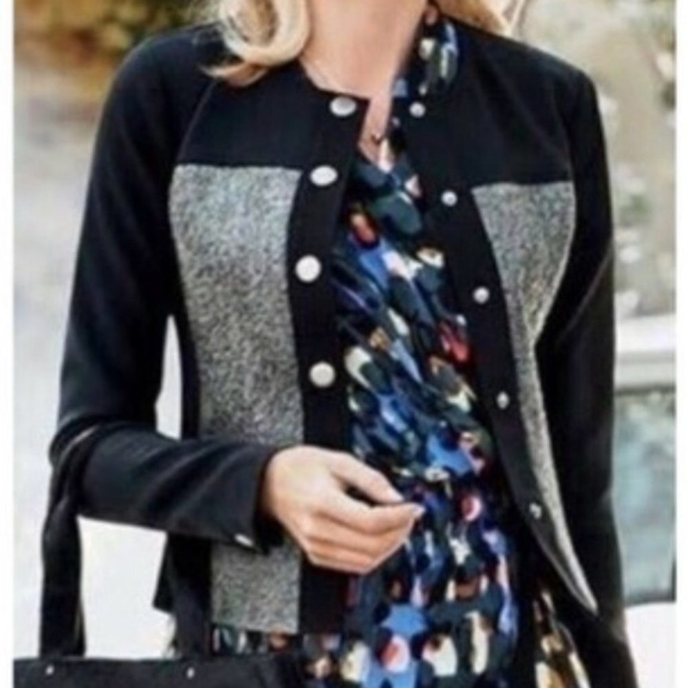 NWOT CAbi Black Media Panel Jacket Cropped size XS (L10)